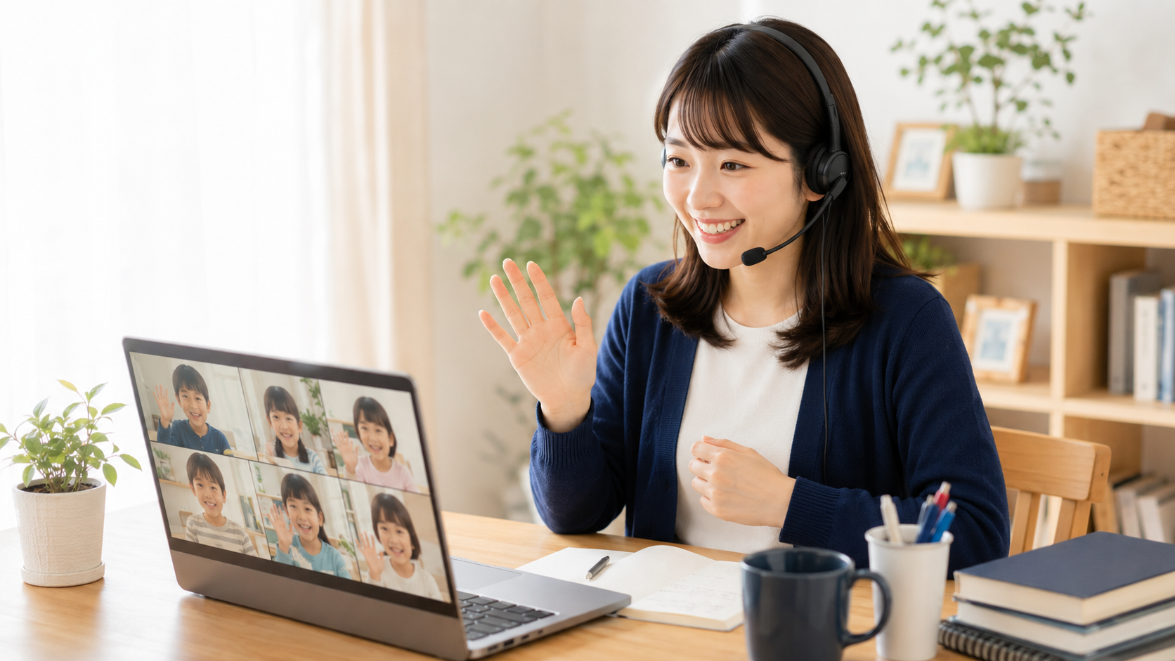自宅からオンラインで複数の子どもと関わる担任の先生｜在宅でできるオンラインの先生の仕事
