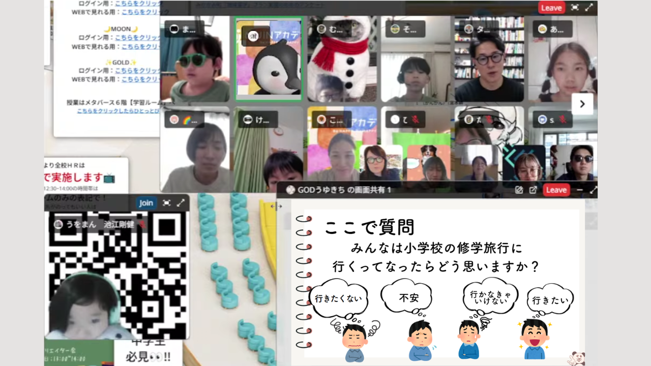 NIJINアカデミーで子どもたちとオンラインで活動する様子