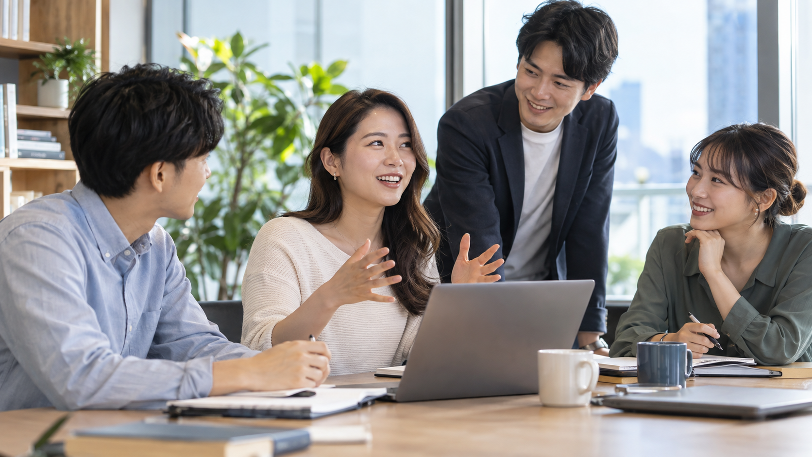 教育に関わる仕事について話し合うチーム