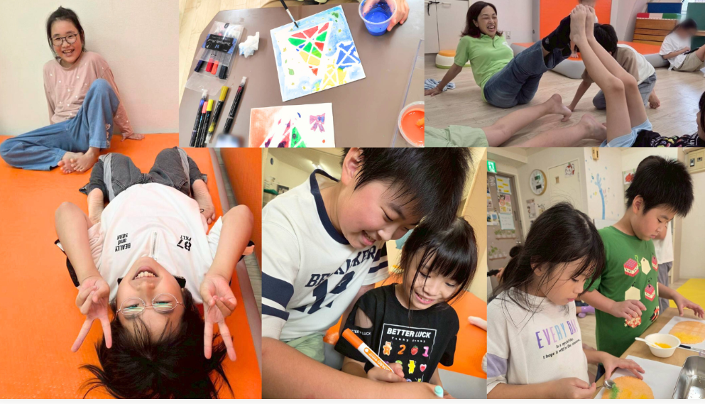 絵を描いたり、体を動かしたり、料理をしたりと、それぞれのペースで多様な学び方を楽しむ子どもたちの様子