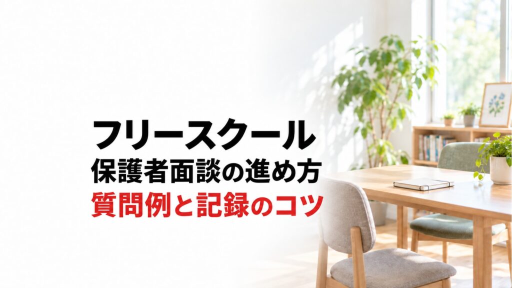フリースクールの保護者面談の進め方。質問例と記録のコツを紹介するアイキャッチ