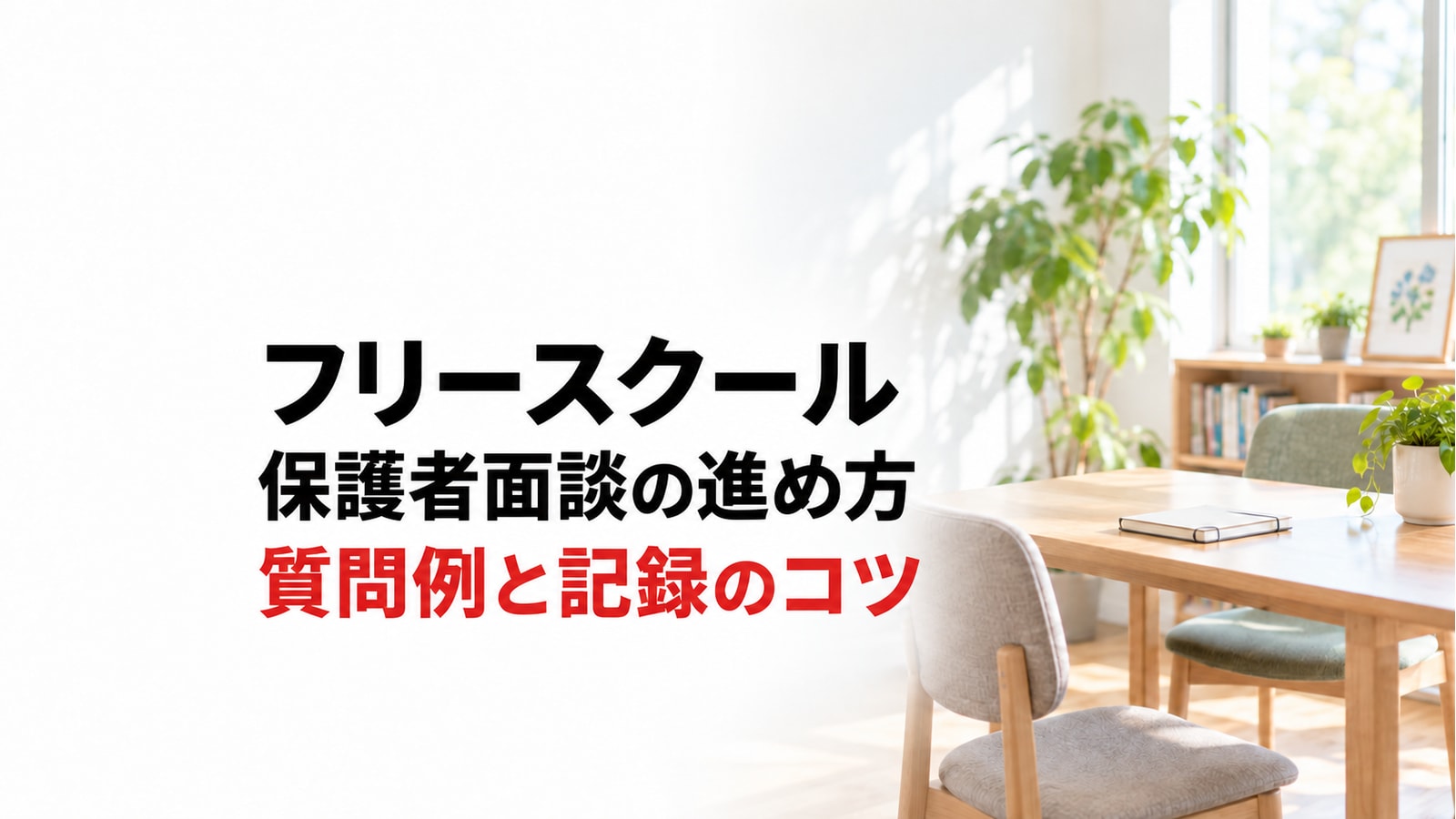 フリースクールの保護者面談の進め方。質問例と記録のコツを紹介するアイキャッチ