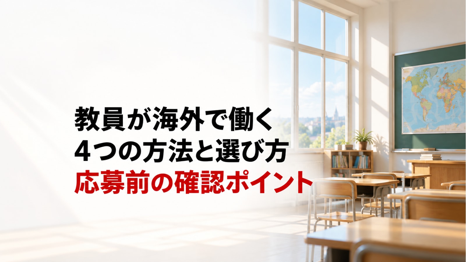 教員が海外で働く4つの方法と選び方。応募前の確認ポイントを紹介するアイキャッチ