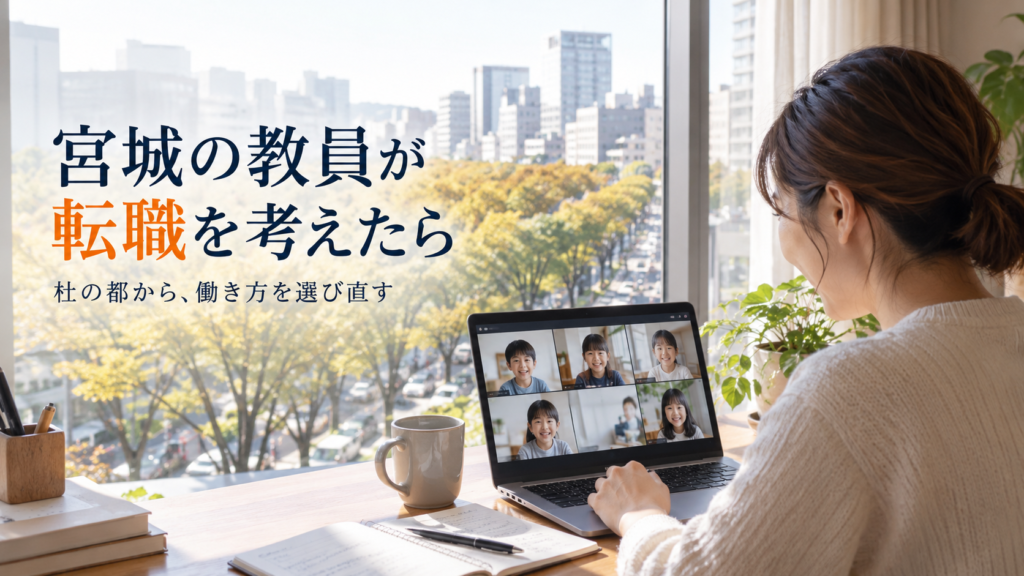 宮城の教員が転職を考えたら。杜の都から、働き方を選び直す。自宅からオンラインで授業をする先生