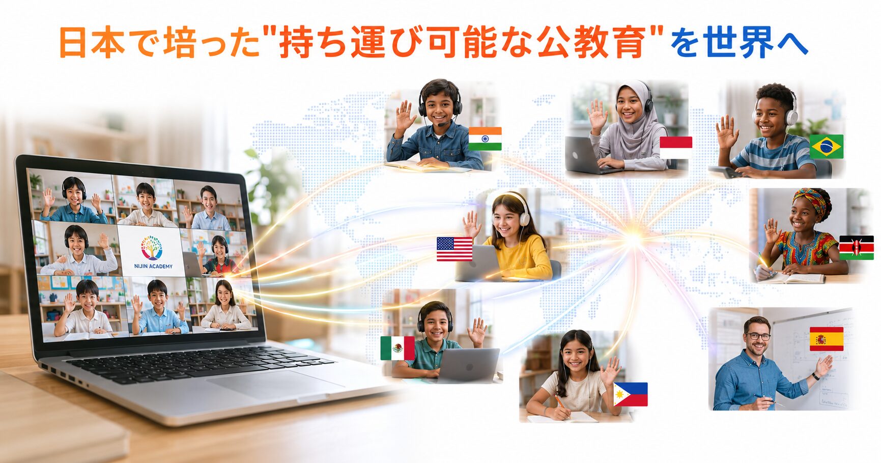 日本で培った「持ち運び可能な公教育」を世界の子どもたちに届けるNIJINの構想図